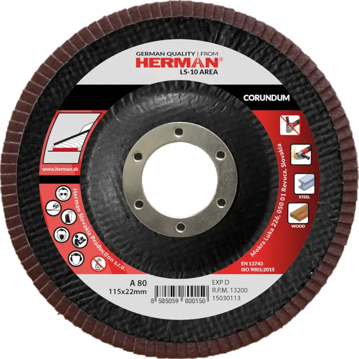 Flap disc HERMAN LS-10 Area 115mm|P80|corundum