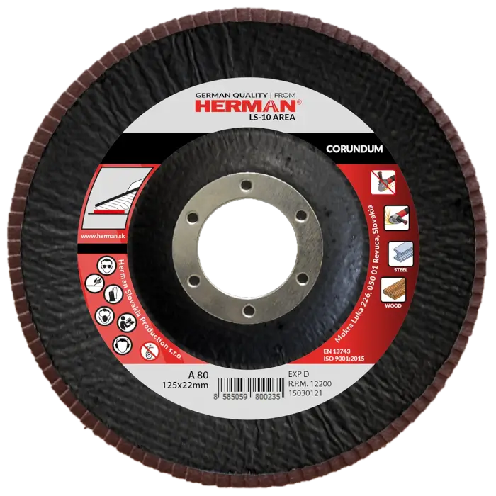 Flap disc HERMAN LS-10 Area 125mm|P80|corundum