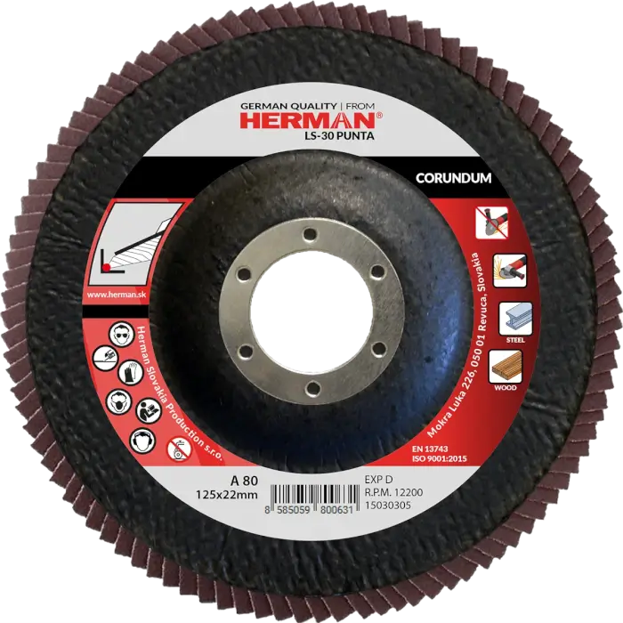 Flap disc HERMAN LS-30 Punta 125mm|P80|corundum