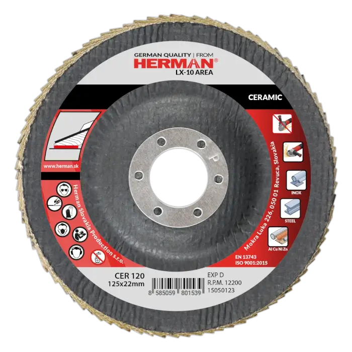 Flap disc HERMAN LX-10 Area 125mm|P120|ceramic
