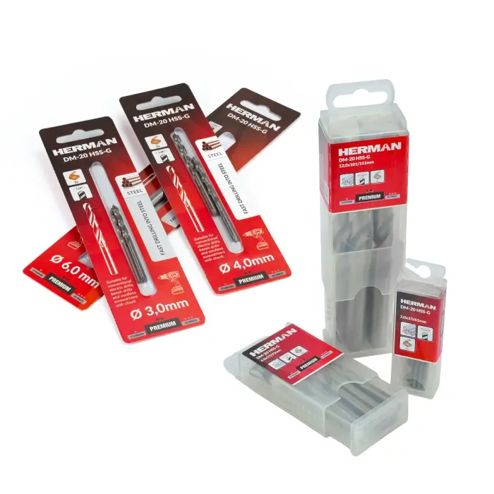 Metal drill bit DIN 338 HERMAN DM-20 HSS-G With cross-cut tip