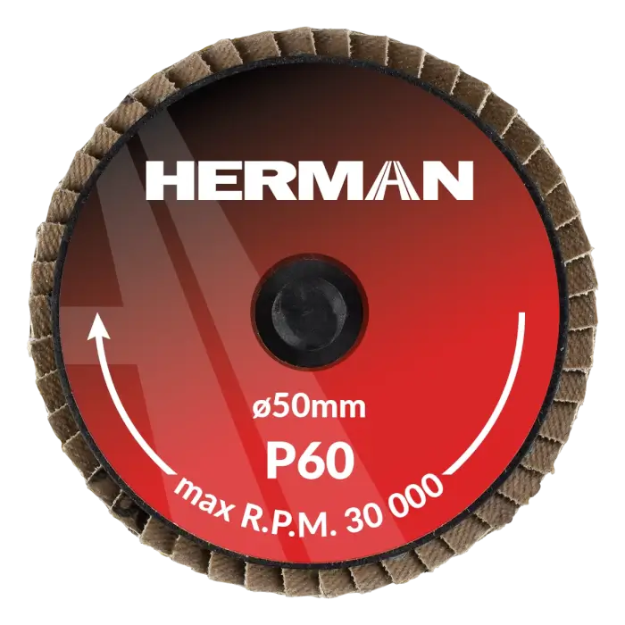 Quick Change Flap disc HERMAN MLR-10/QC-RS 50mm | Zirconia | P60