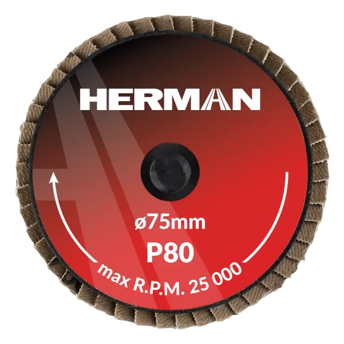 Quick Change Flap disc HERMAN MLR-10/QC-RS 75mm | Zirconia | P80