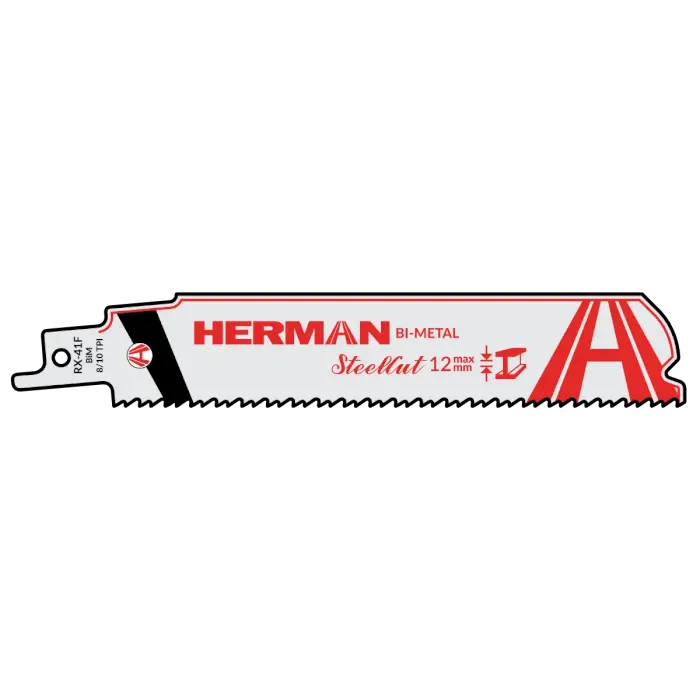 Reciprocating saw blade HERMAN RX-41F SteelCut 150/130x25x1,1mm| 8/10TPI