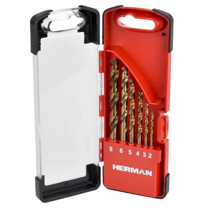 Set of metal drill bits DIN 338 HERMAN QDM-49 HSS-E Co 5% 6 drill bits in set
