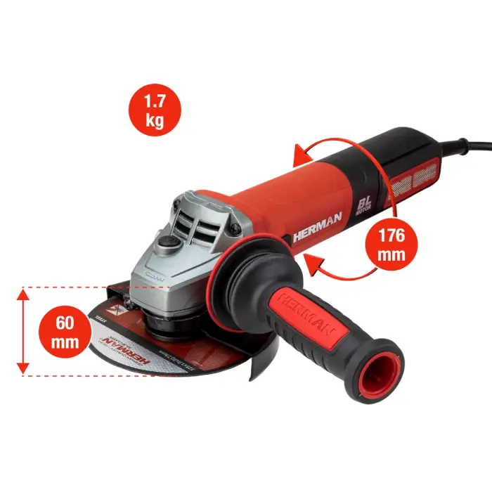 Angle Grinder HERMAN WX-12506 BL | 125 mm 1300 W | Warranty: 3 years