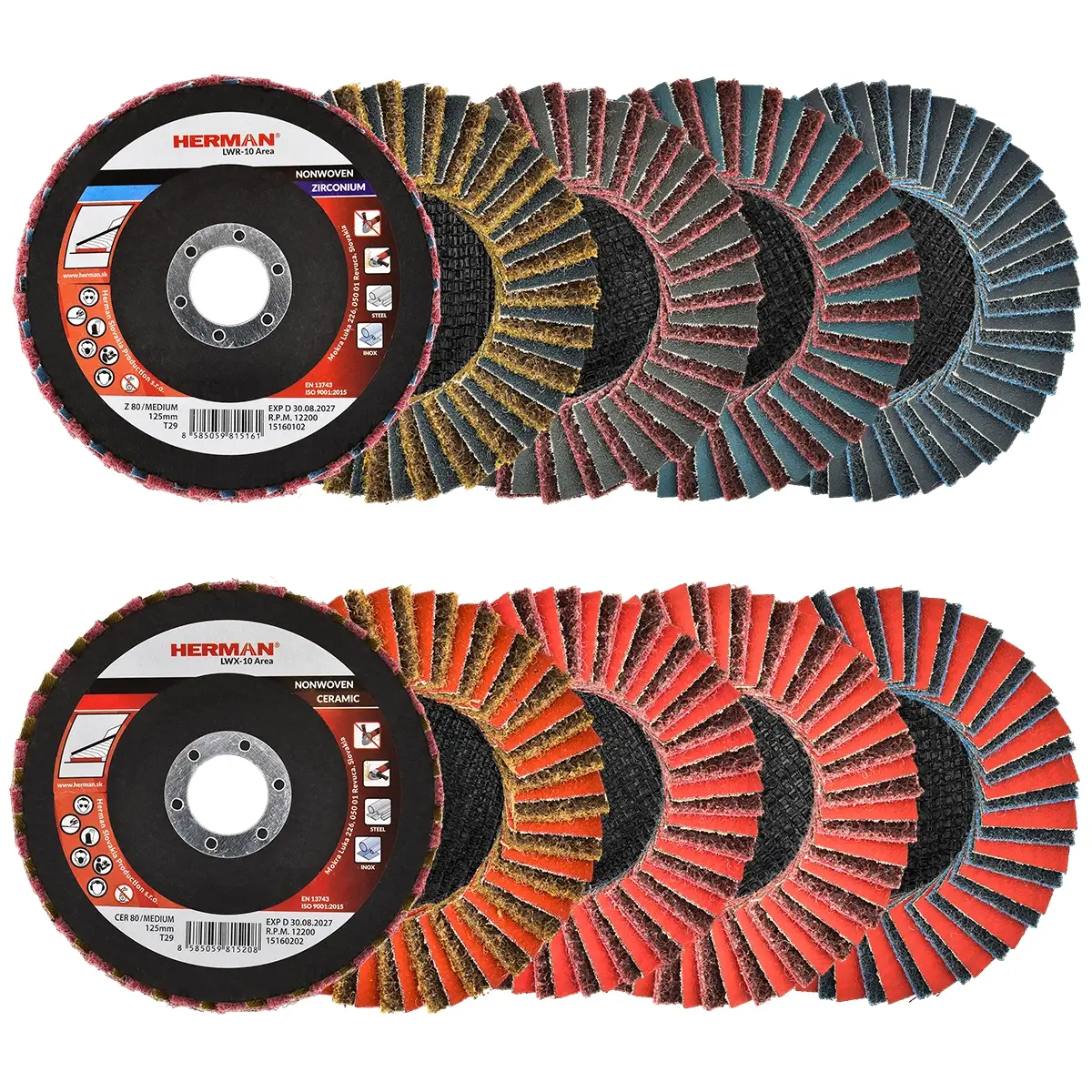 Combined flap discs set HERMAN QL-70 Flap discs for stainless steel test set