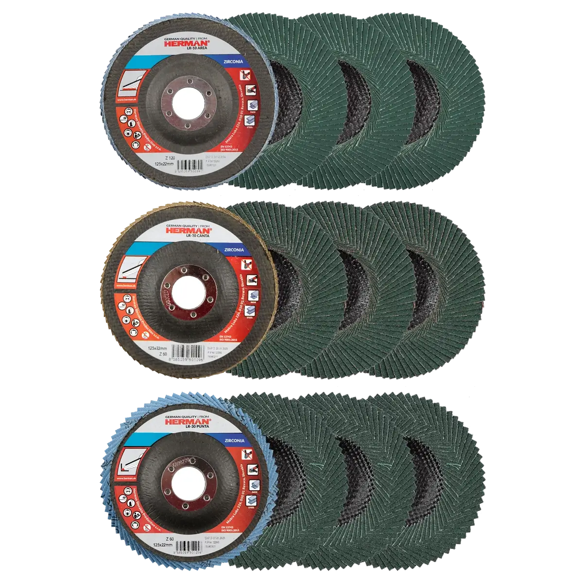 Flap discs set HERMAN QL-20 For stainless steel