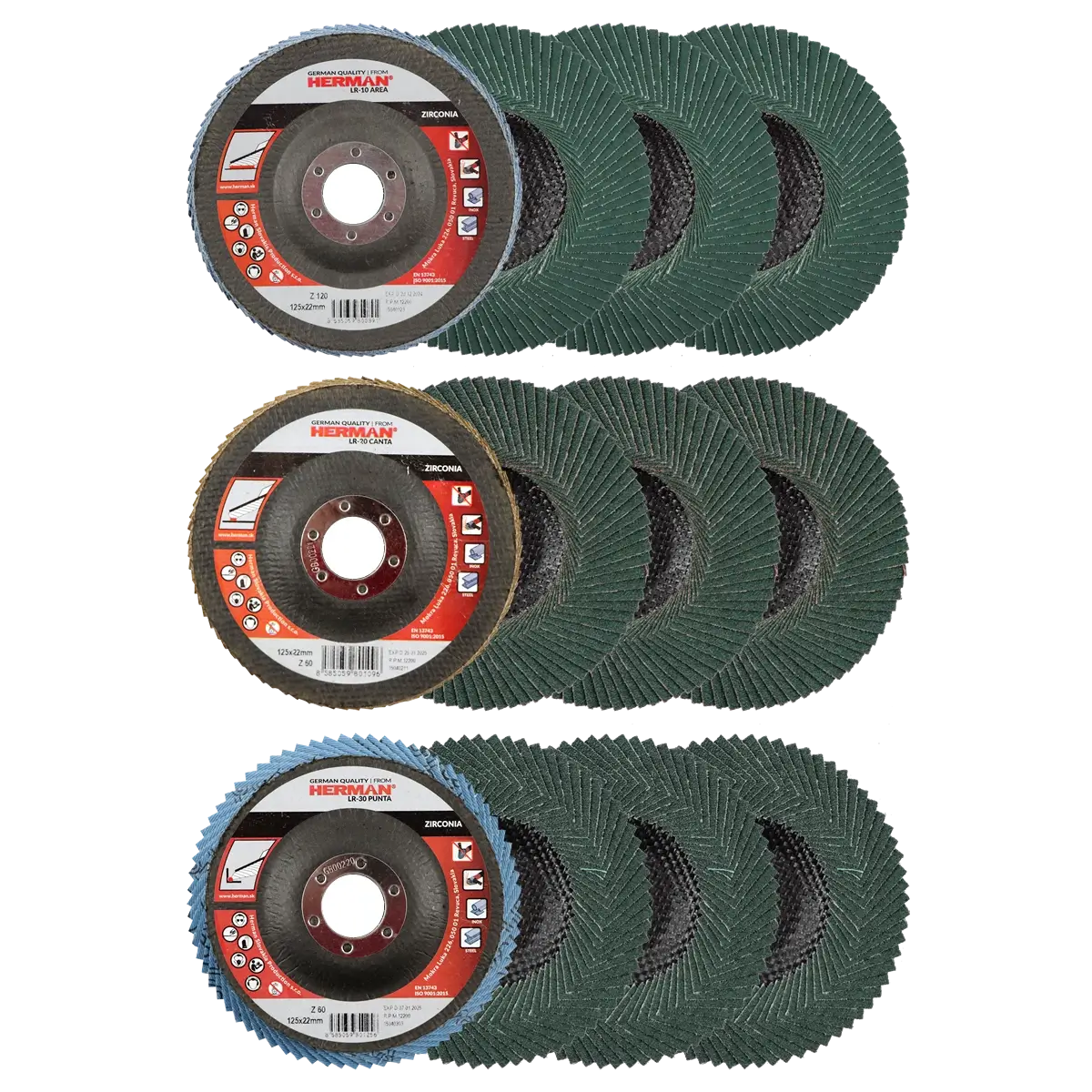 Flap discs set HERMAN QL-20 For stainless steel